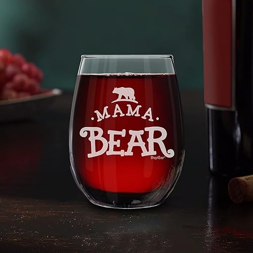 Miniatura 4 de shop4ever New Mom - Vaso de vino grabado con láser para mamá oso