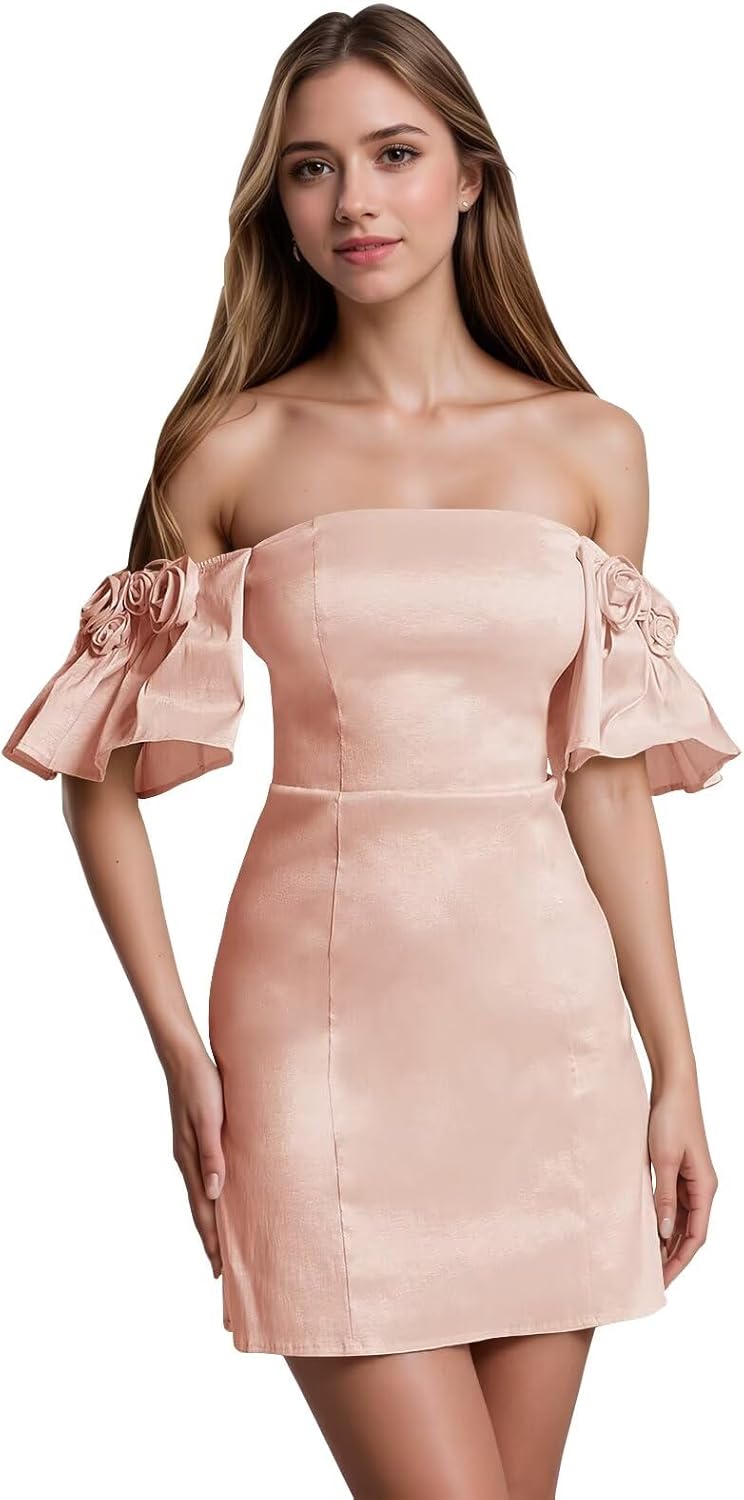 Xijun Short Satin Homecoming Dresses for Teens Off The Shoulder HOCO Dress 2025 Mini Prom Cocktail Party Gowns