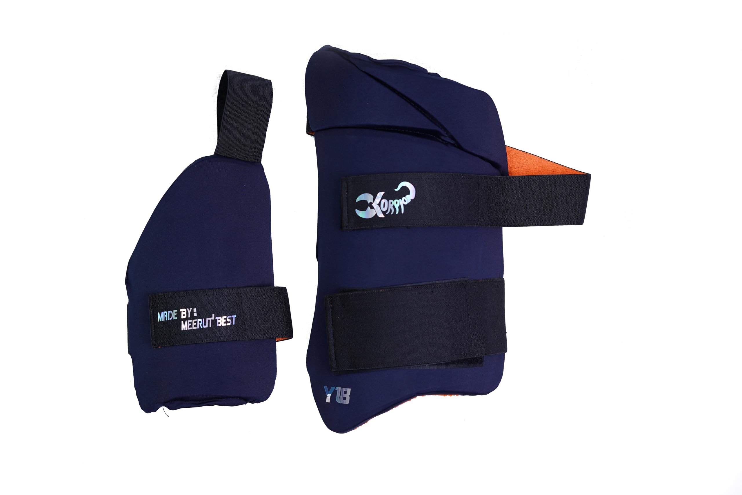 Y18 Cricket Thigh Pad Cricket Accessories & Equipment Safeguarding Both Your Outer and Inner Thighs Blue Orange 2.0 Protective Gear for Batter’s Height (5’9”- 6’2”) (Left, Youth)-image-9