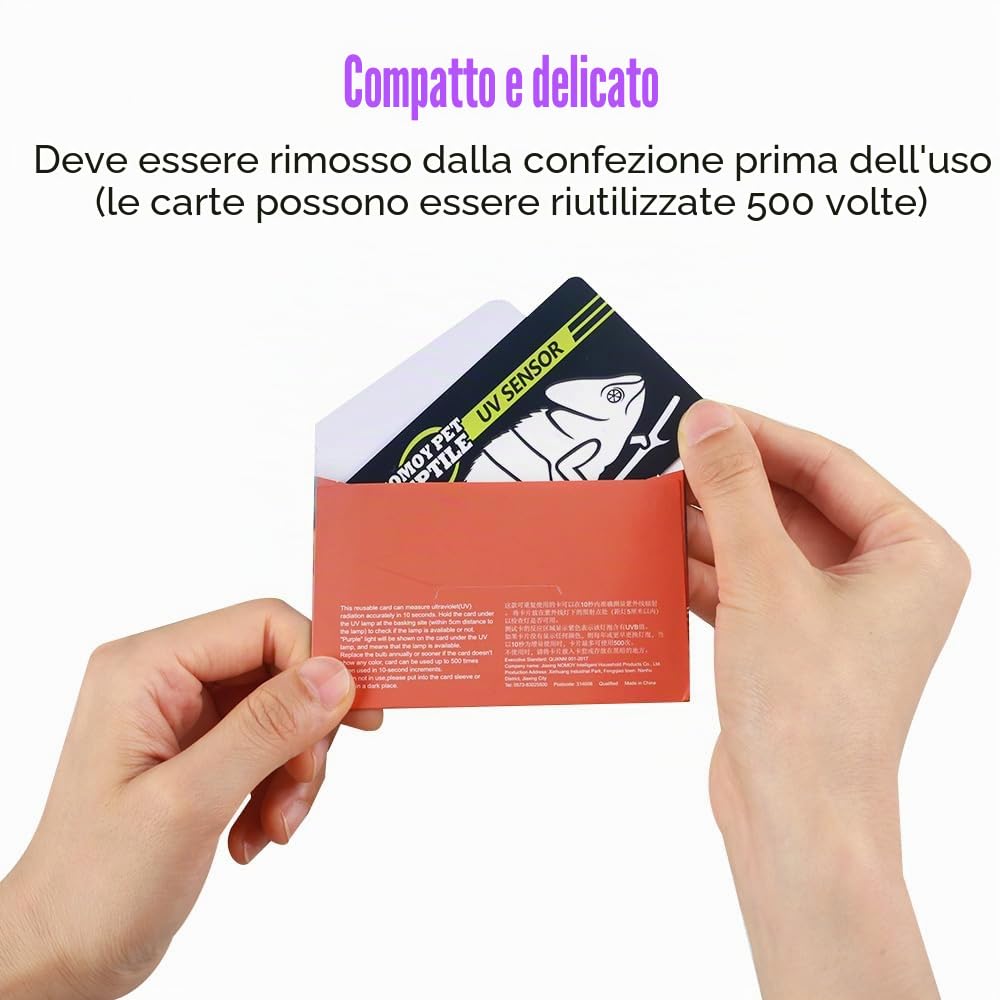 DONGKER UVB Tester Card,2 Pezzi Scheda Rettile UV Tester 500 Volte Riutilizzabile per UVB Reptile Lampadina Lampada Luce