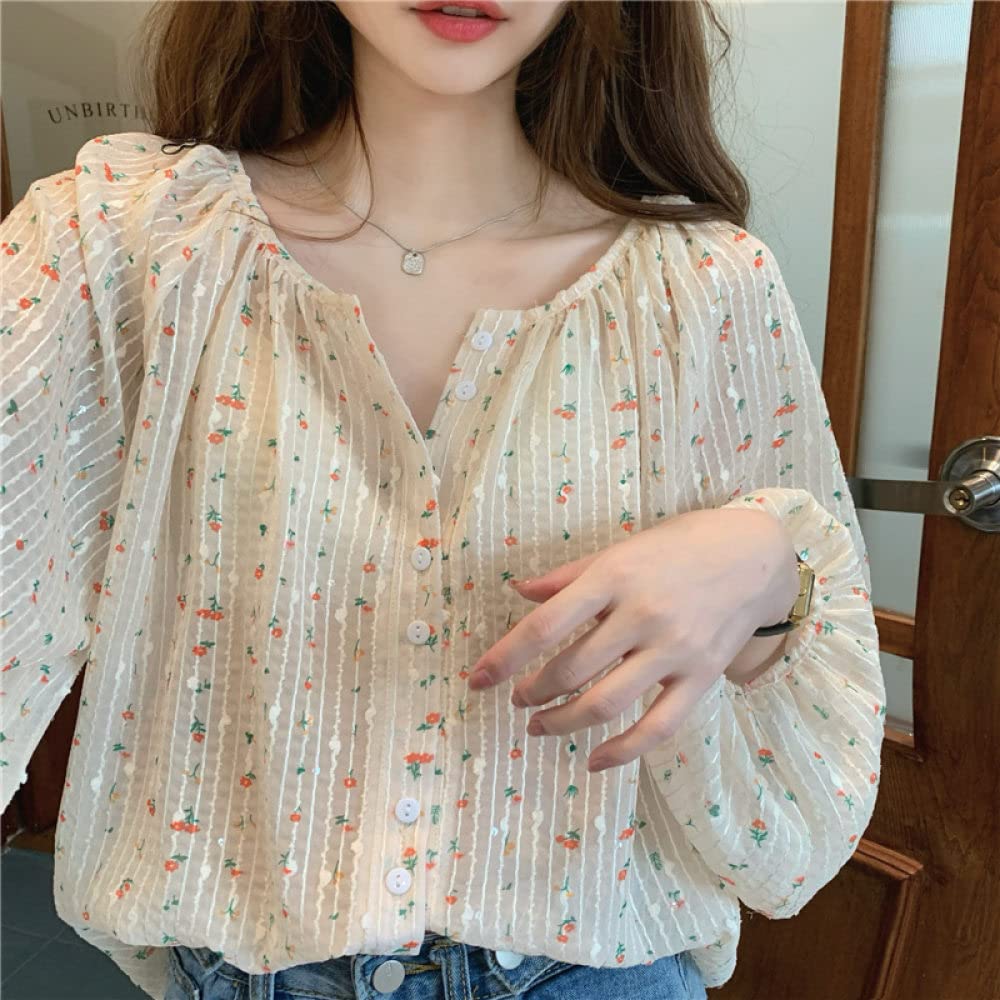 Elegantes Lässiges Langarm-Top,Damen Elegant Bedruckt Satin Bluse Shirt Langarm Aprikose Revers Knopf Tunika Shirt Komfort Glanz Shirt Sexy Party Tops Casual Büro Business Bluse Für Mädchen Damen