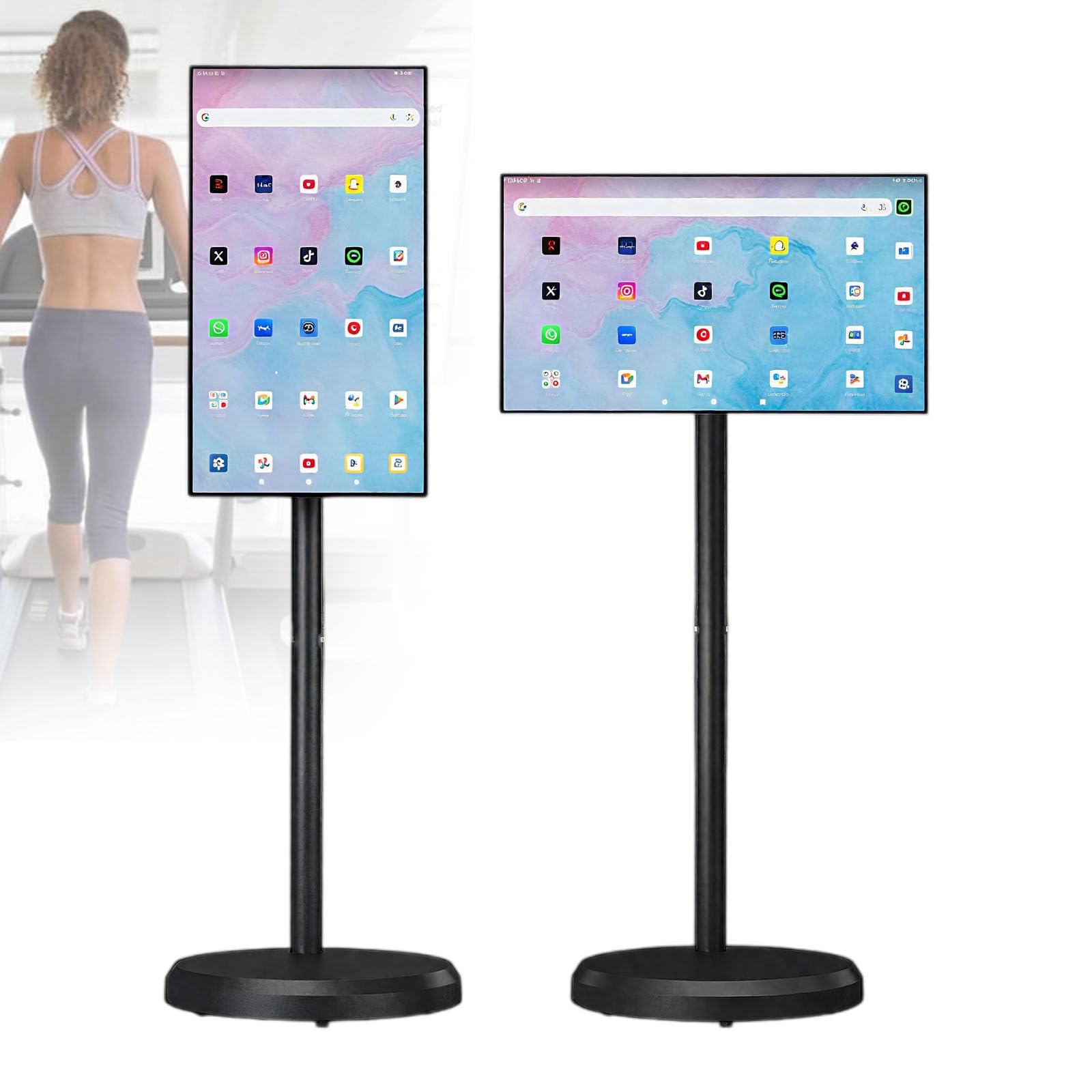 Urjwan 21.5 Smart Portable Tv With Touchscreen Monitor, Fhd Ips Large Display Dolby Vision, Built-In Batteryadjustable Movable Stand, For Home/Office -4/64G