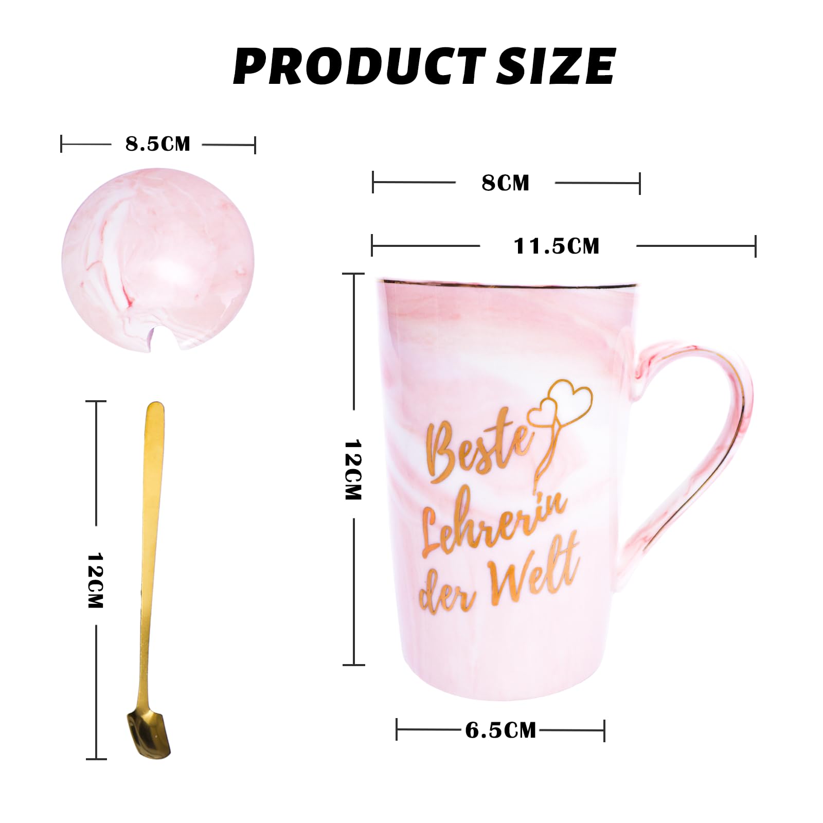 Regalo Per Insegnanti - Tazza Acciaio Inox 590 Ml Con Cuore E Accessori, Blu Rosa - Foto 10