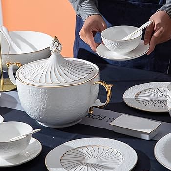 Amazon.co.jp: 高級ボーンチャイナ食器セット、チャイナプレートと