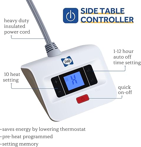 Miniatura 3 de Sealy Manta eléctrica tamaño matrimonial, manta de calentamiento rápido, piel sintética y franela con 10 niveles de calefacción y apagado automático