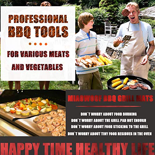 Miaowoof Grill Mat Set Of 7-100% Non-Stick Bbq Grill Mats, Heavy Duty, Reusable, And Easy To Clean - Works On Electric Grill Gas Charcoal Bbq-15.75 X 13 Inch #TOP1