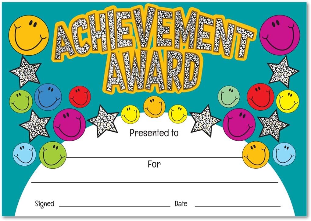 SuperStickers 'Achievement Award' Sparkling Cerificate. A5 certificates, Pack of 20.