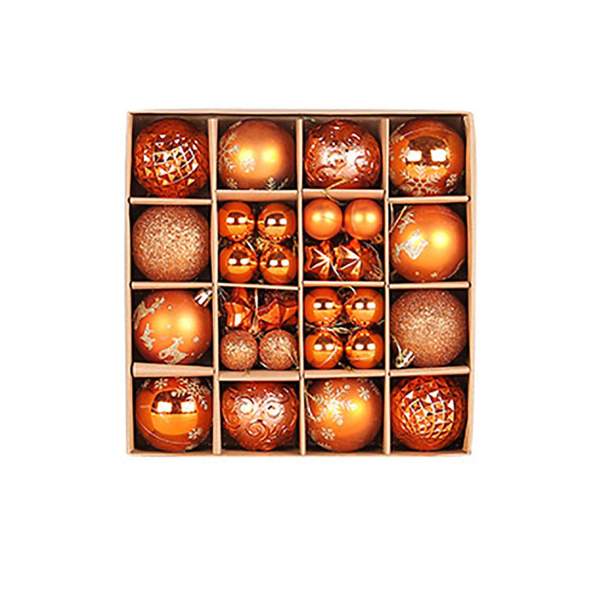 Christmas Tree Baubles 3cm/6cm Shiny Sparkling Plastic Hanging Balls Festive Suspension Decorations Home Decorating (Orange)