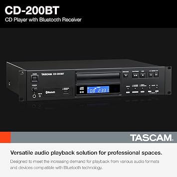 Tascam CD-200BT Rackmount Professional CD Player with Bluetooth Wireless