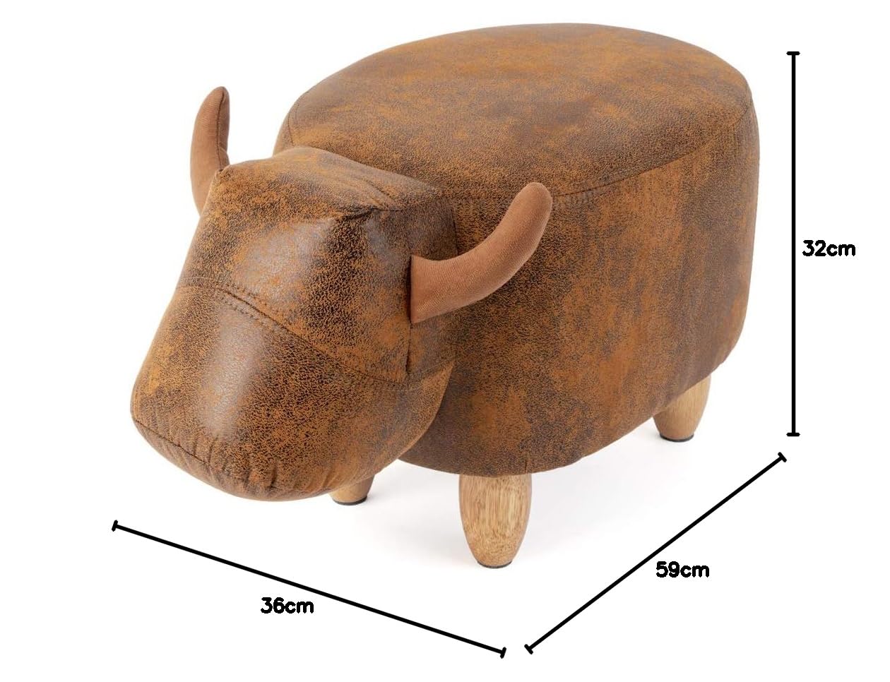 Balvi Taburete La Vache Color marrón con Forma de Vaca Patas de Madera Polipiel/Madera