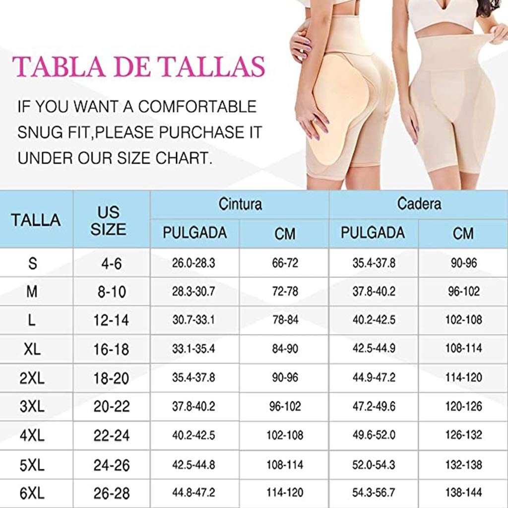 Damskie fałszywe pośladki majtki modelujące brzuch wysokiej talii wyściełane majtki Body Shaper uda szczuplejsze bielizna modelująca (Color : Clear, Size : M.)