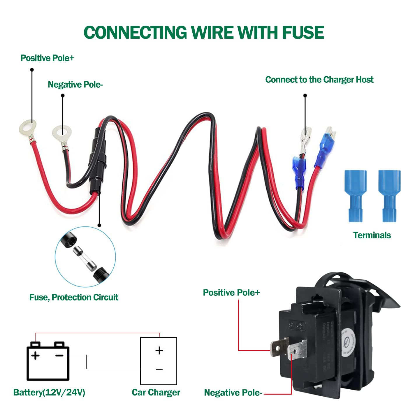 LENKRAD 4.2A USB Rocker Switch 12V Dual Charger Ports Pure Copper with Red LED Voltmeter,12V-24V Rectangular Universal Waterproof Charger Multi Port,Replacement for Marine Toggle Switch