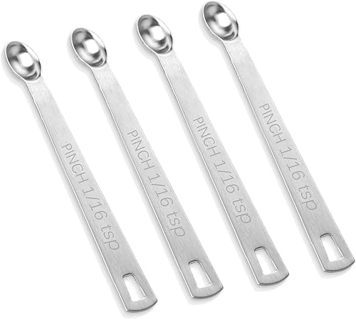Miniatura 9 de 4 piezas 18 cucharadita (18 cucharadita  0.0 fl oz  0.625 cc) cuchara medidora individual, acero inoxidable, 18 cucharadita pequeña cuchara medidora