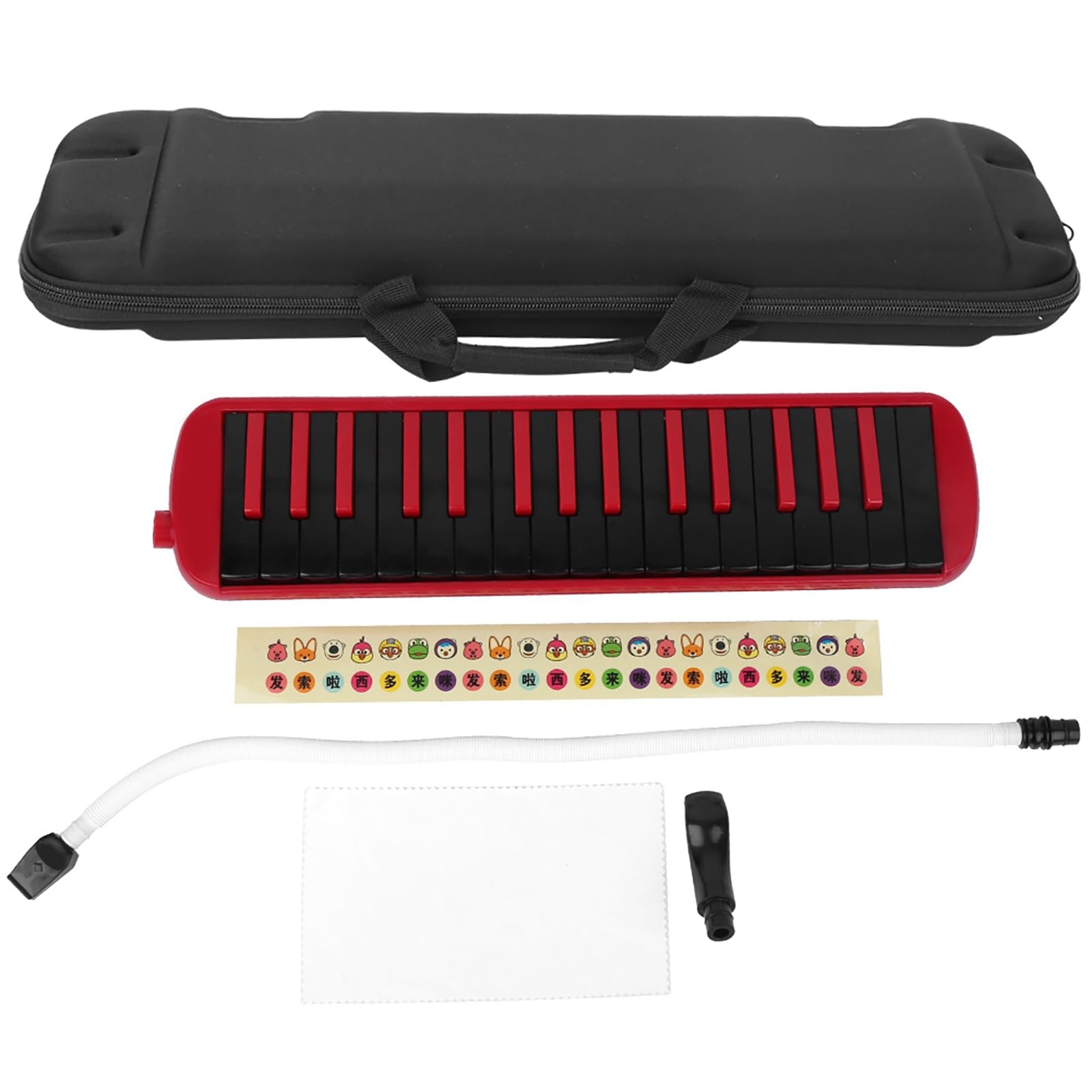 Melodica a 32 tasti strumento musicale a fiato, melodica blu per principianti con borsa di trasporto, design ergonomico per un gioco facile, corpo in resina con base in ottone e an (Rossa)