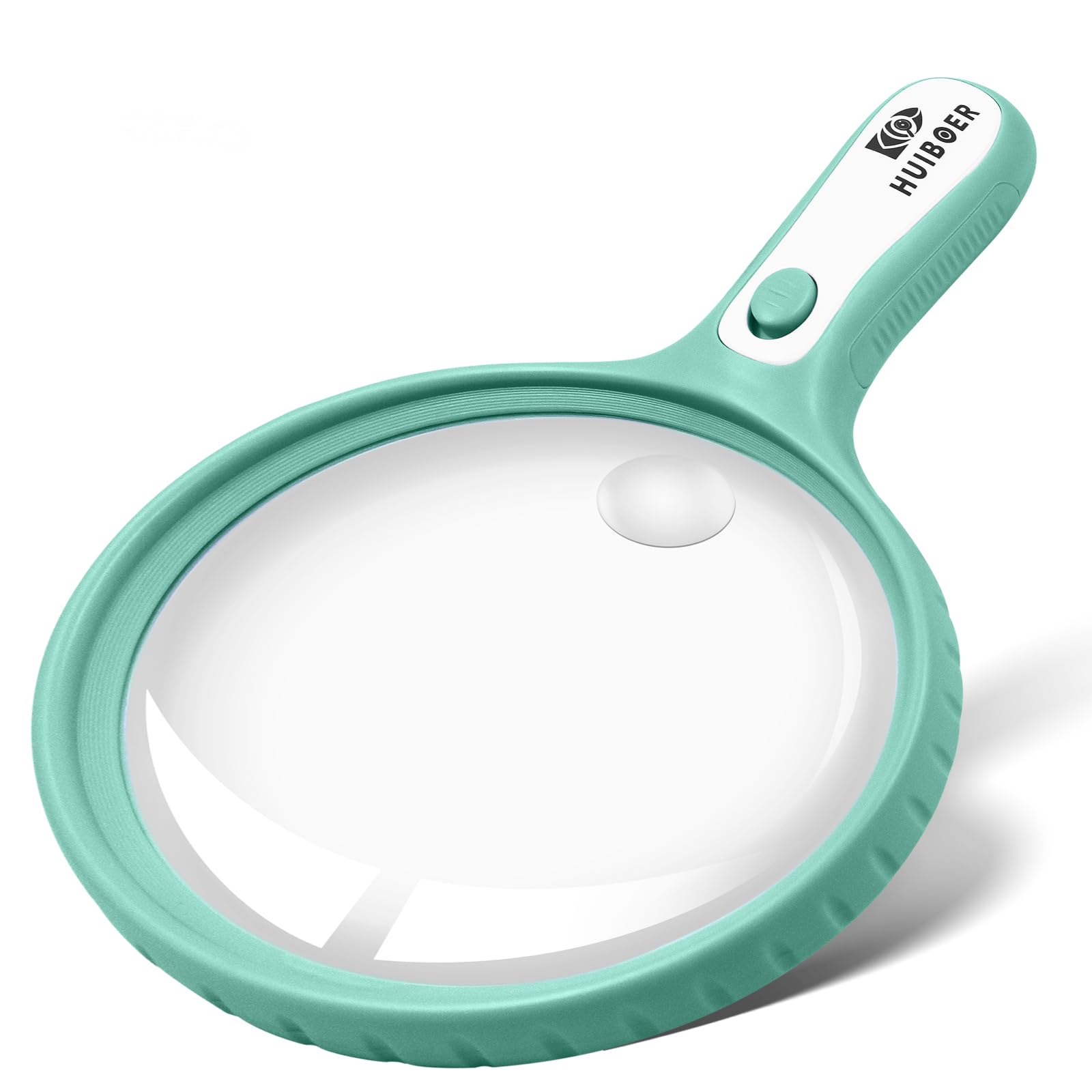 HUlBOER Large Magnifying Glass with Light 2 PCS, 3X 10X 20X Handheld Magnifier with 4 LED Lights for Seniors Kids, Reading, Working, Coin & Jewelry Inspection (Green)
