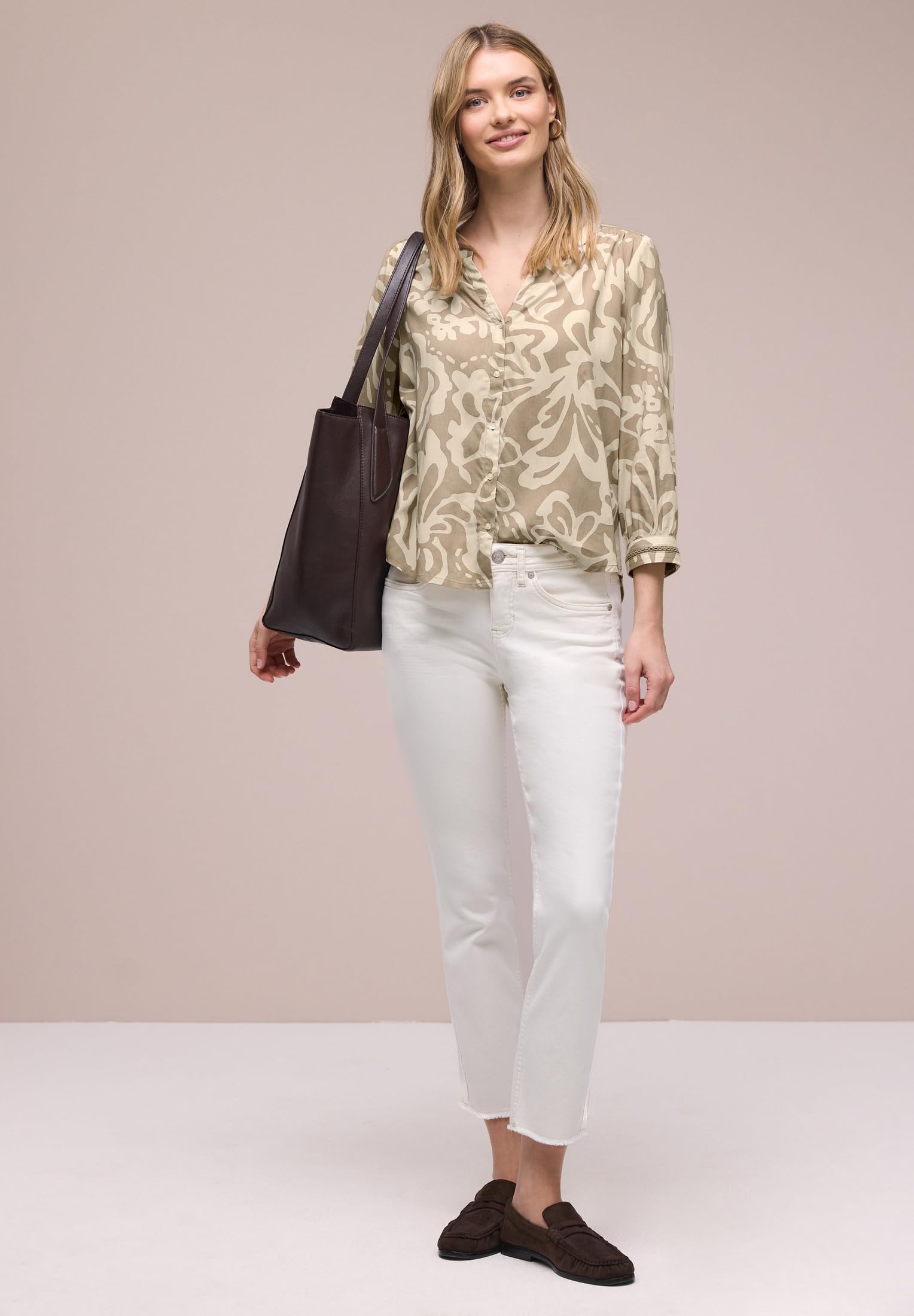 Street One Damen 3/4-Arm Bluse mit Tapedetails