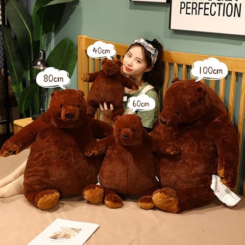 Snowolf Djungelskog Bear Giant Simulation 100 Cm Bear Toy Stuffed Animal Plush Doll Huge Cuddly Dark Brown Teddy Bear For Home Decoration Valentine'S Birthday Gift thumb #5