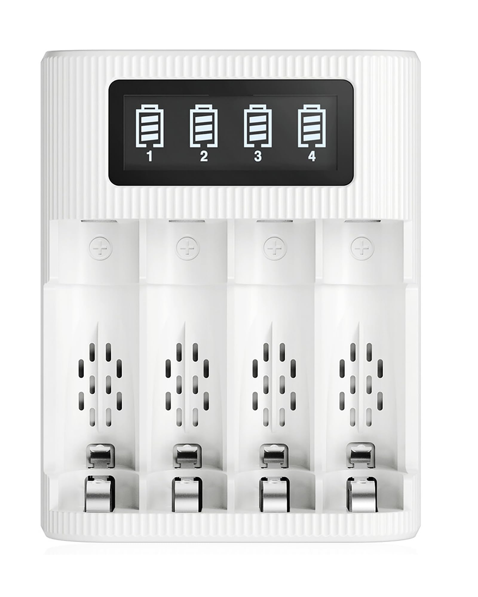 EBL LCD Battery Charger AA AAA Rechargeable Battery Charger - 4 Bay Smart LCD Charger with 2 USB Input Port for Ni-CD Ni-MH Battery