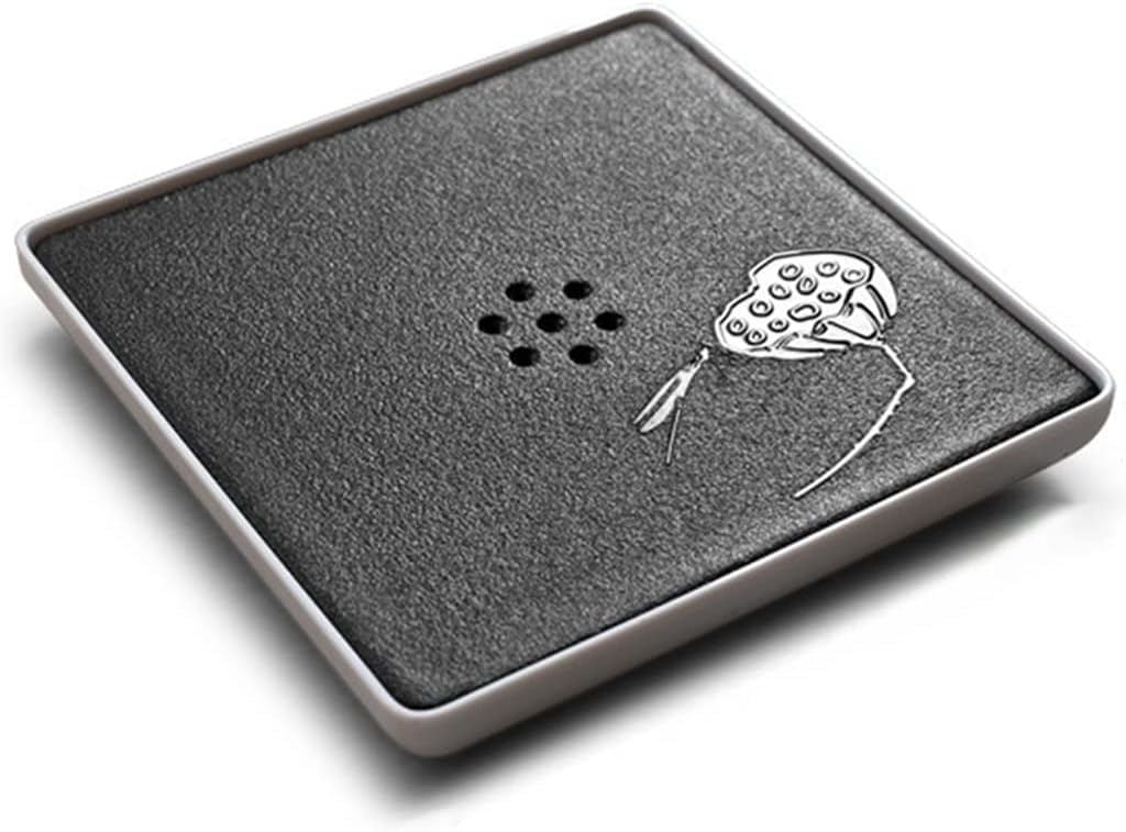 Bandeja de té con depósito - Bandeja de té Kungfu Chino con depósito de Agua (Negra, 28 x 14 x 2,8 cm)