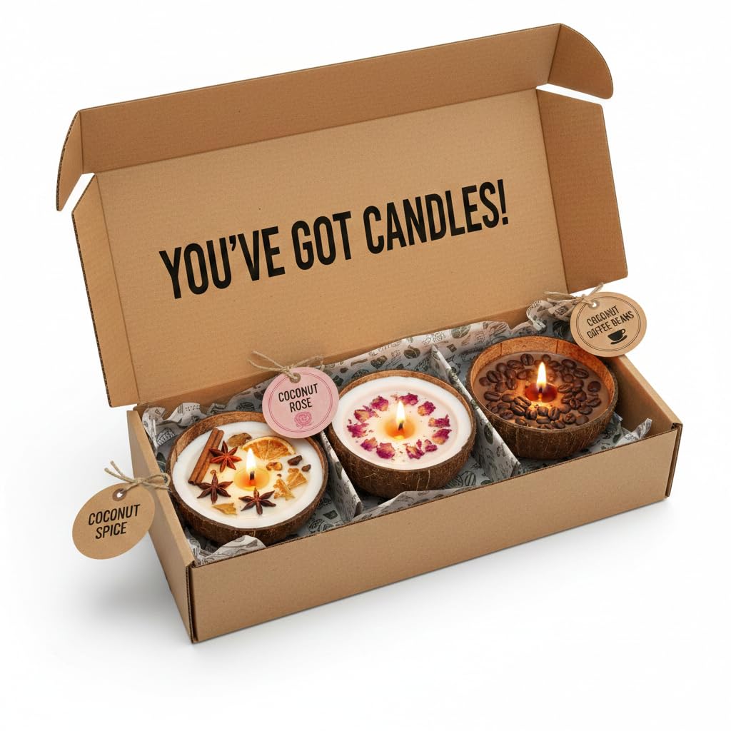 Coconut Shell Soy Wax Candle with Cinnamon, Star Anise, Cardamom and Clove, Spice Scented, Gift Set-image-37
