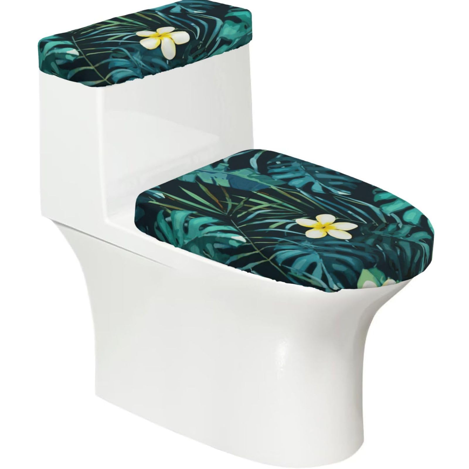 Hawaiian Print Bathroom Decor Toilet Lid Cover And Tank Covers, Restroom Accessories Fits Most Round