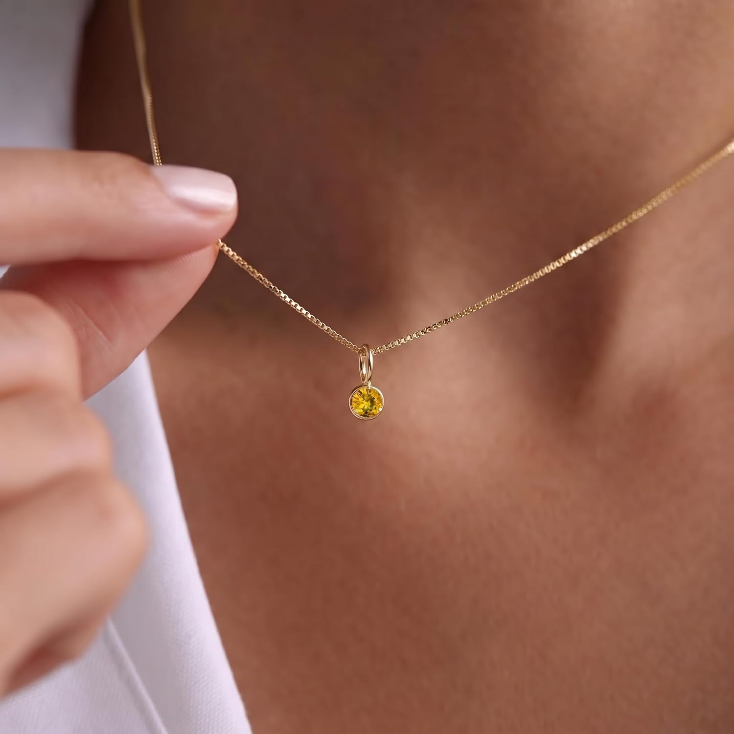 Gelin Birthstone November Charm in 14K Solid Gold | Pendants for Women | Personalized Gift | May June July Birthstone Pendant