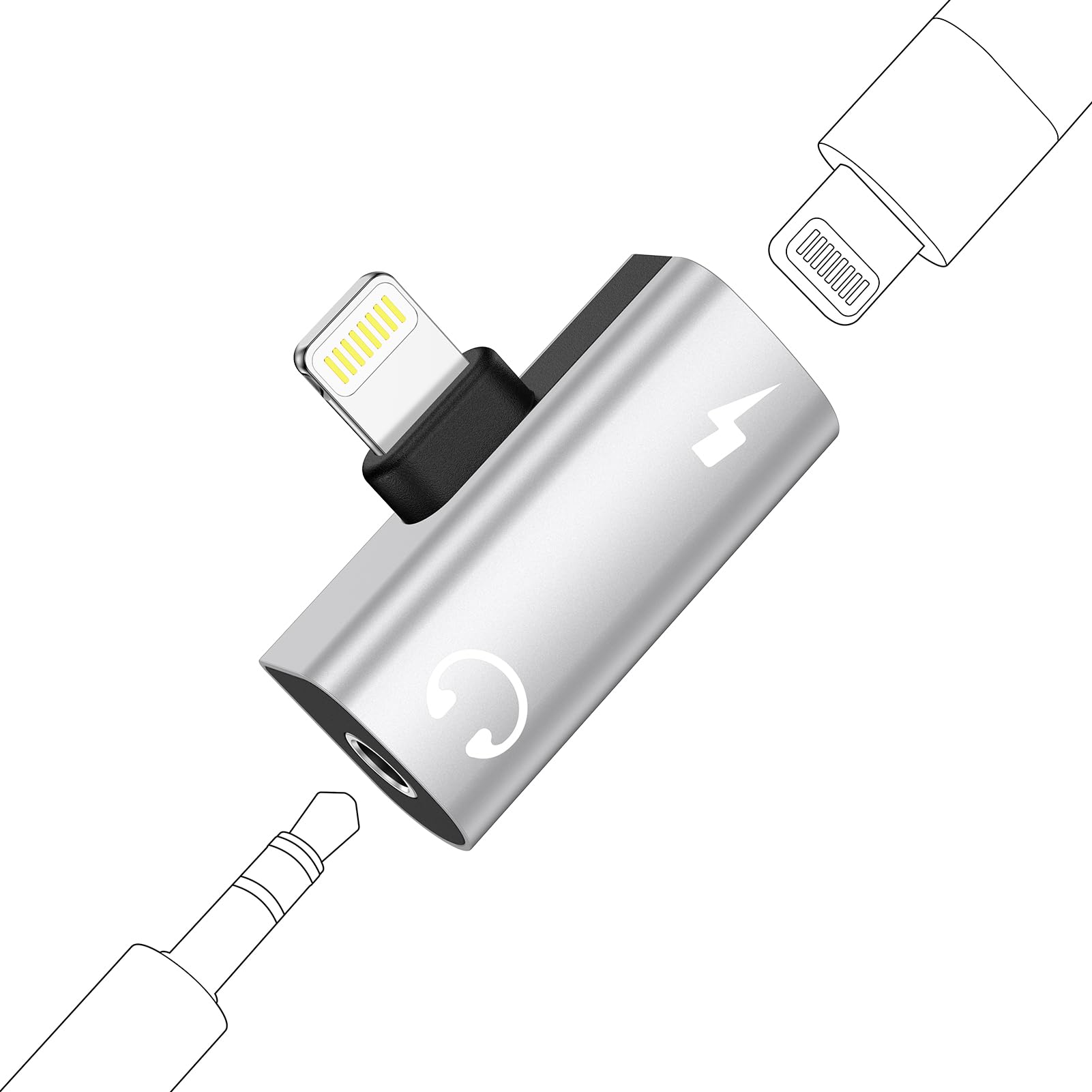 Amazon.co.jp: ライトニングイヤホン変換 2in1 MFi認証 Lightning-3.5