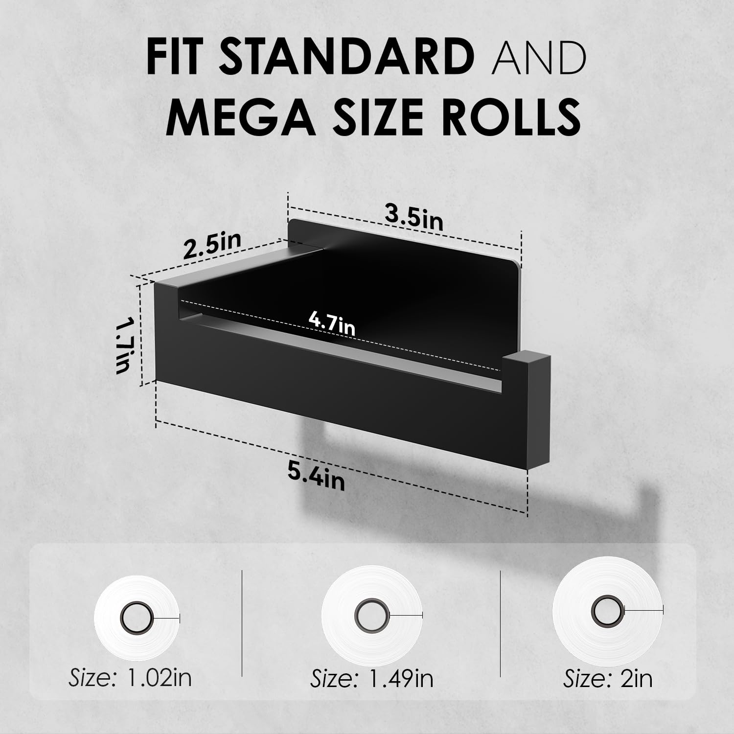 Auxmir Self Adhesive Toilet Paper Holder, Toilet Roll Holder, Matte Black — Amazon image 2