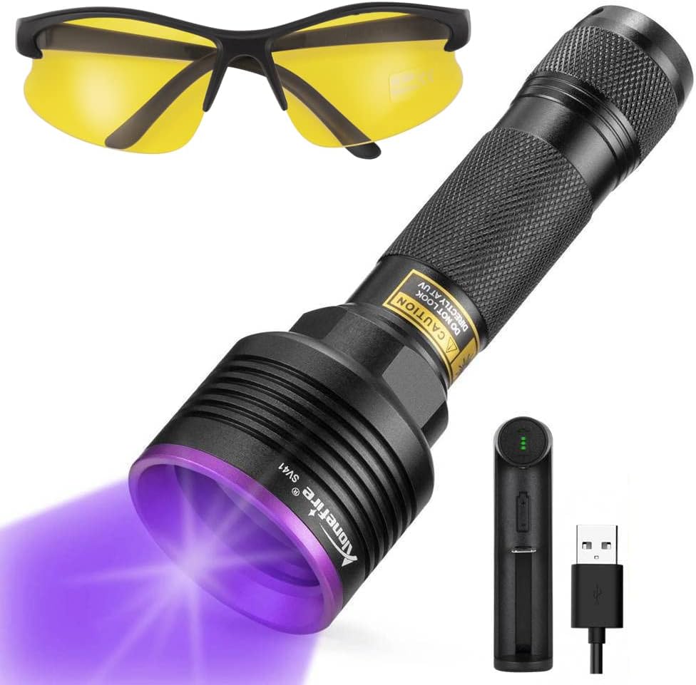 Alonefire SV41 10W 365nm UV Flashlight Rechargeable Blacklight Black