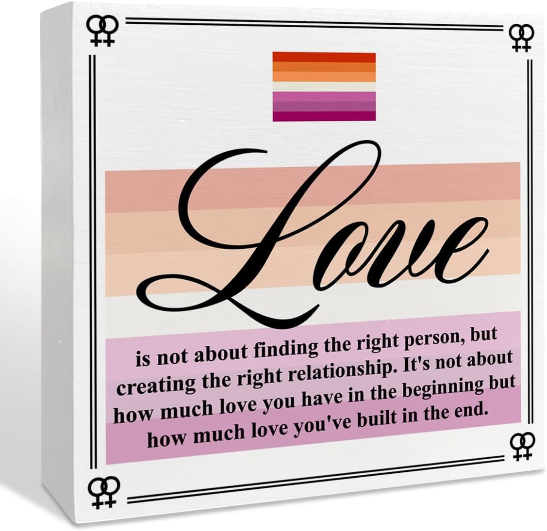 5x5 Inch Love Quote Box Sign, Lesbian Pride Decor Plaque