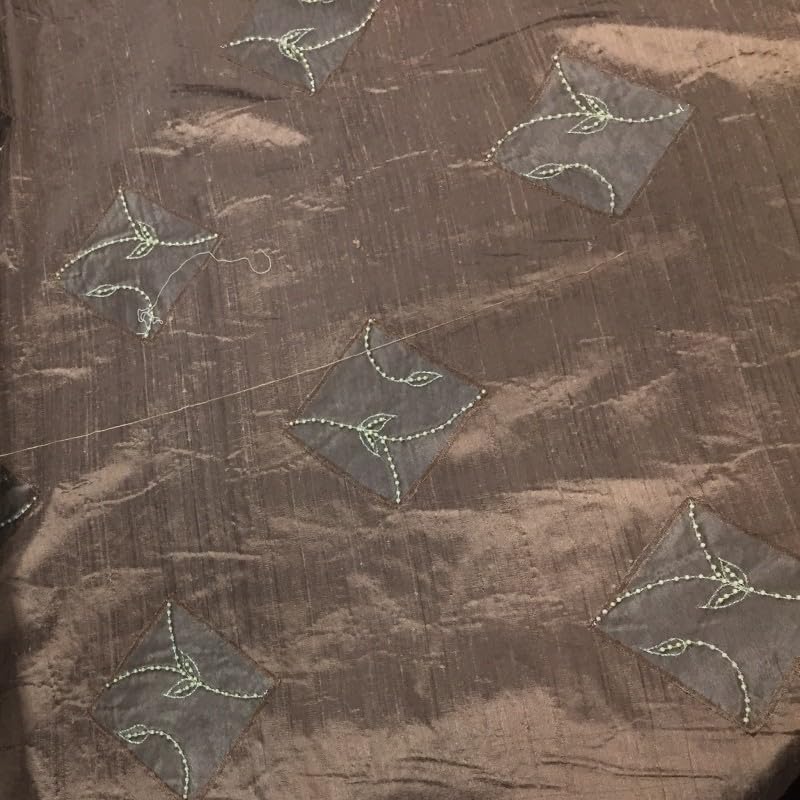 EU Fabrics Pure Silk Dupion Embroidery Fabric | 100% Raw Silk Material for Fancy Dress Crafting | Suitable for Home Furnishings and Curtains | Pure Silk by The Metre (Tan, 1 Metre x 137cm)