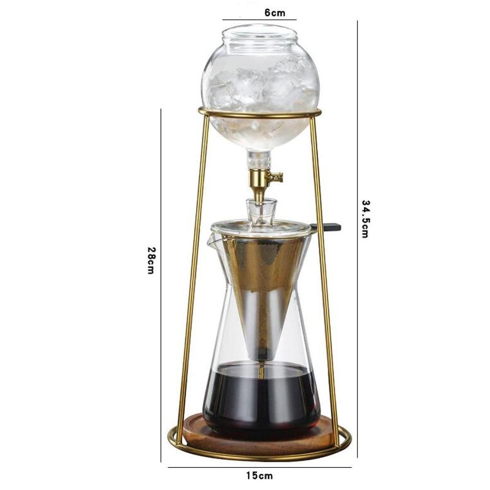 Cafetera de Goteo en Hielo, de Vidrio de Borosilicato, para Café Frío, Ideal para El Hogar O El Bar.