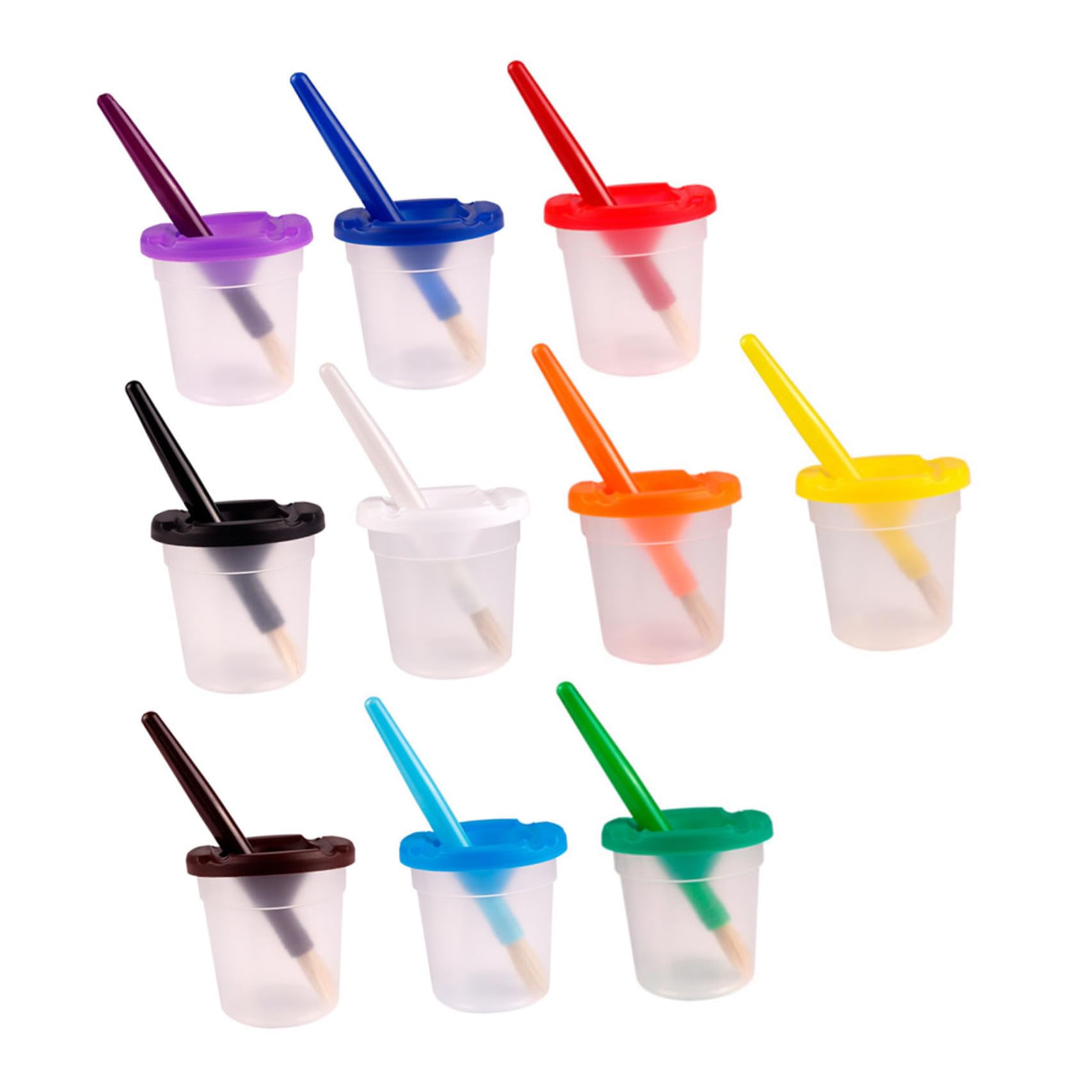 Vaso para Lavar Pinceles Infantil 10 Juegos, Plástico, Multicolor