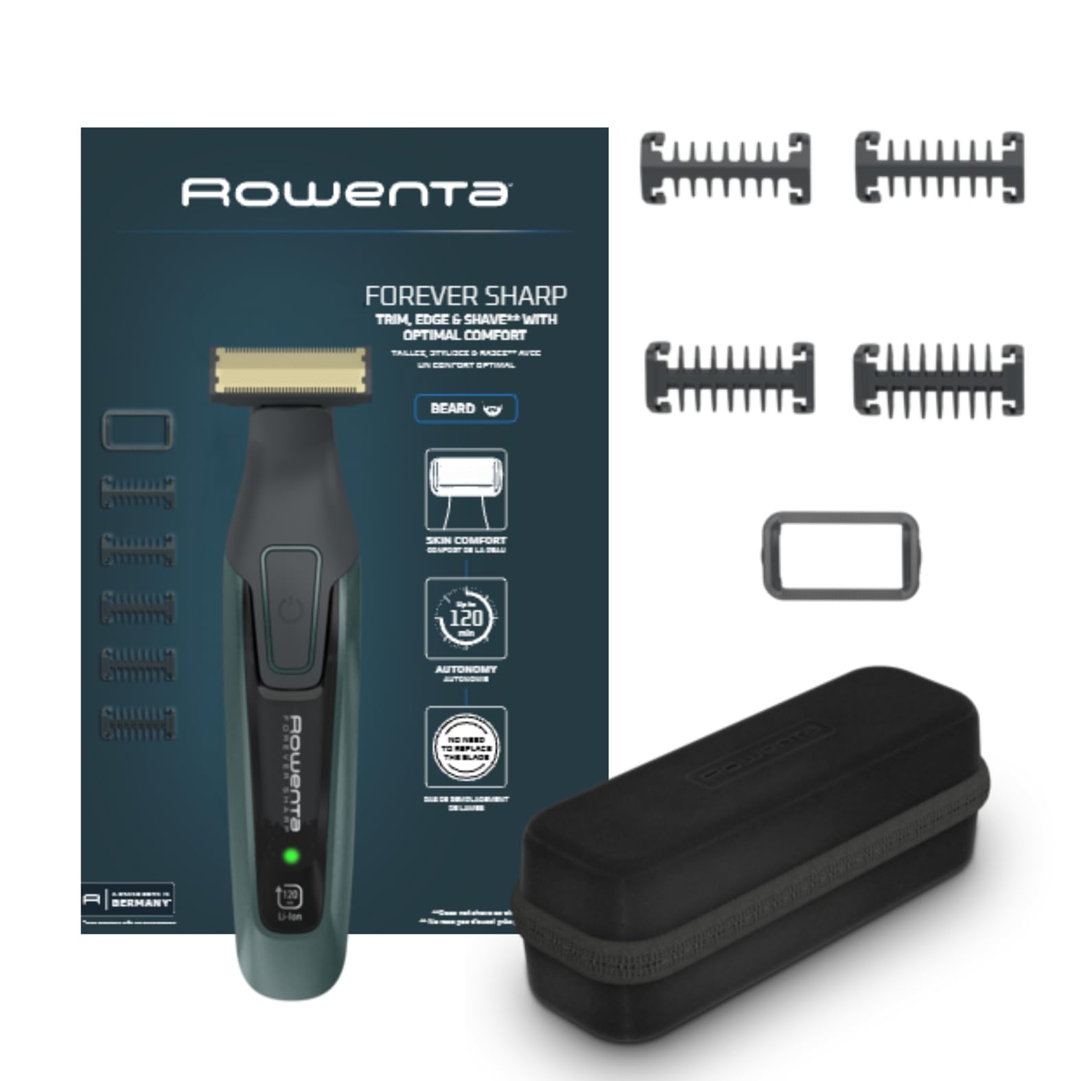 Rowenta Forever Sharp Comfort, Barbero, Diseñado para Durar, Cuchillas Autoafilables, 120 min de Autonomía, TN6044E0