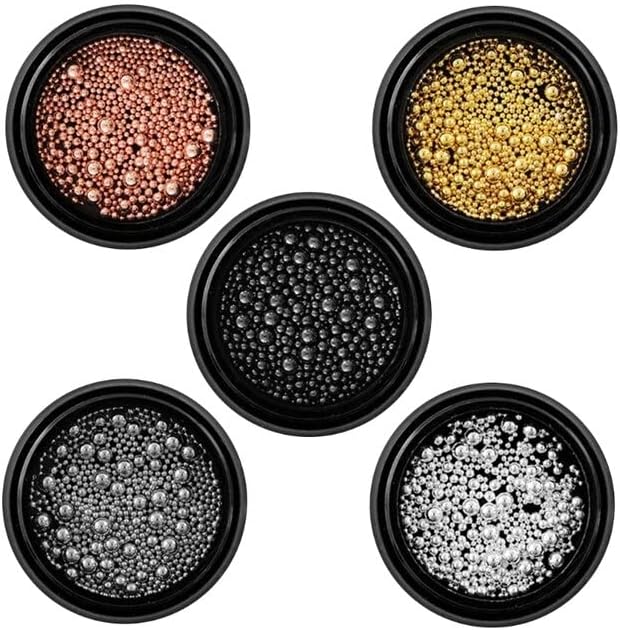 Nail Caviar Beads for Nail Art Gold Nail Studs Round Mini Nail Beads for Nail Art Round Pearls Bead Loose Beads Gem - (Color: B)