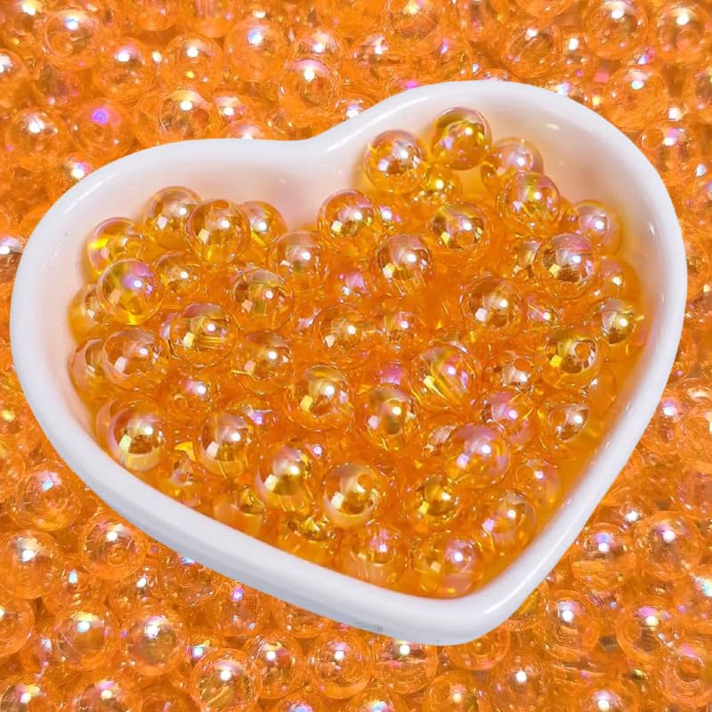 500pcs Acrylic Round Beads AB Orange Bead 6mm Loose Bubble Spacer Craft Beads for Jewerly Making — image 1