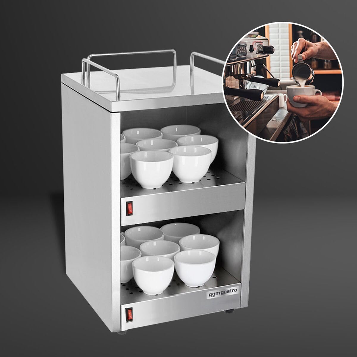 GGM Gastro | TWJ335 | Tassenwärmer - 140 Watt - mit 2 Ablagen