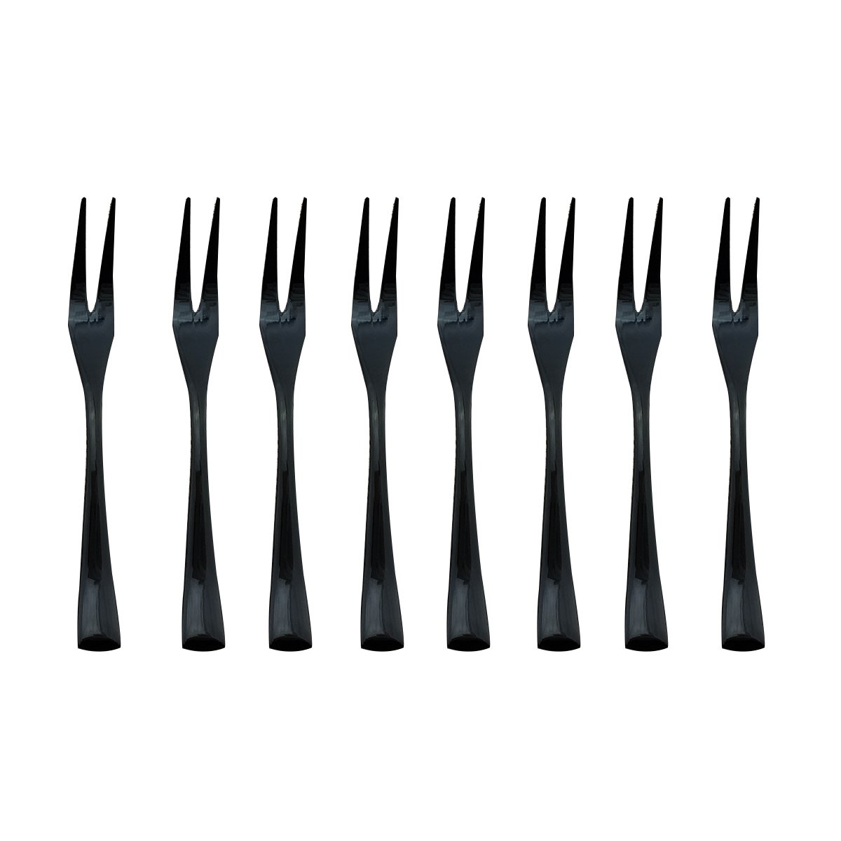 Puzhler 18/10 Stainless Steel Mirror Polished Black Flatware Silverware Set, 8-Piece Shiny Black Fruit Fork Dessert Salad Fork Set
