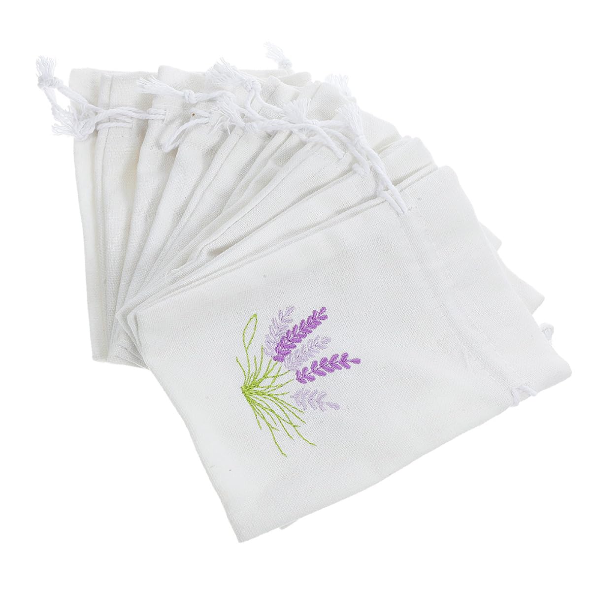 Gatuida Bolsitas Vacías de Algodón para Lavanda 10X14 CM Color Crema Cordón Cierre Aromáticas para Regalos Bodas y Hogar Pack 20 Unidades