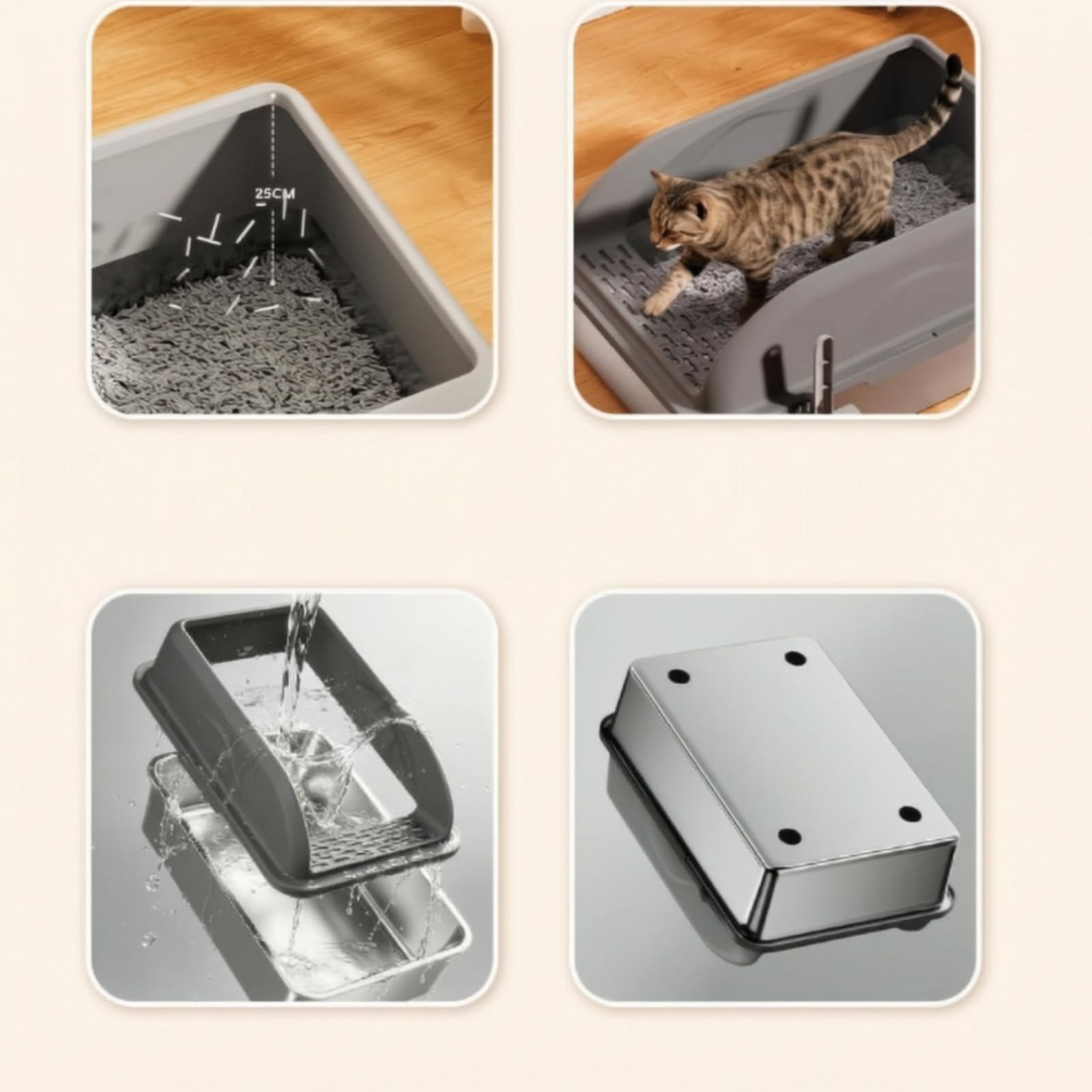 Lettiera in Acciaio Inox Antiaderente