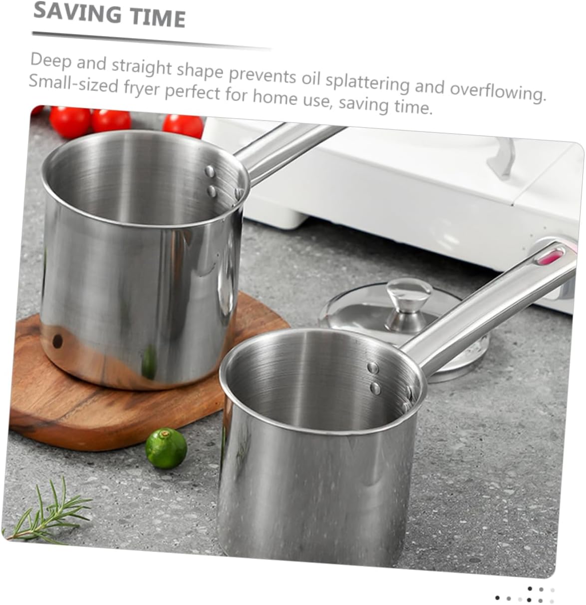 Cabilock Small Stainless Steel Deep Fryer Pot Scald Oil Fryer for Chips and Vegetables Compact Frying Pot with Ergonomic Handle for Home and Commercial Use