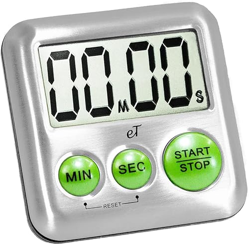 Miniatura 2 de eTradewinds Elegantes temporizadores digitales de cocina, paquete de 2 unidades con modelos de acero inoxidable eT-78 y modelo eT-25, memoria