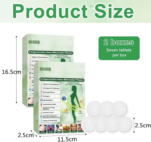 Cerotti Dimagranti Moringa 10 in 1, 2 Confezioni Nano Microneedle Patch, Cerotti Corpo Naturali, Invisibili sotto i Vestiti, Adatto a Tutti i Tipi di Pelle, per Uomo e Donna - 2
