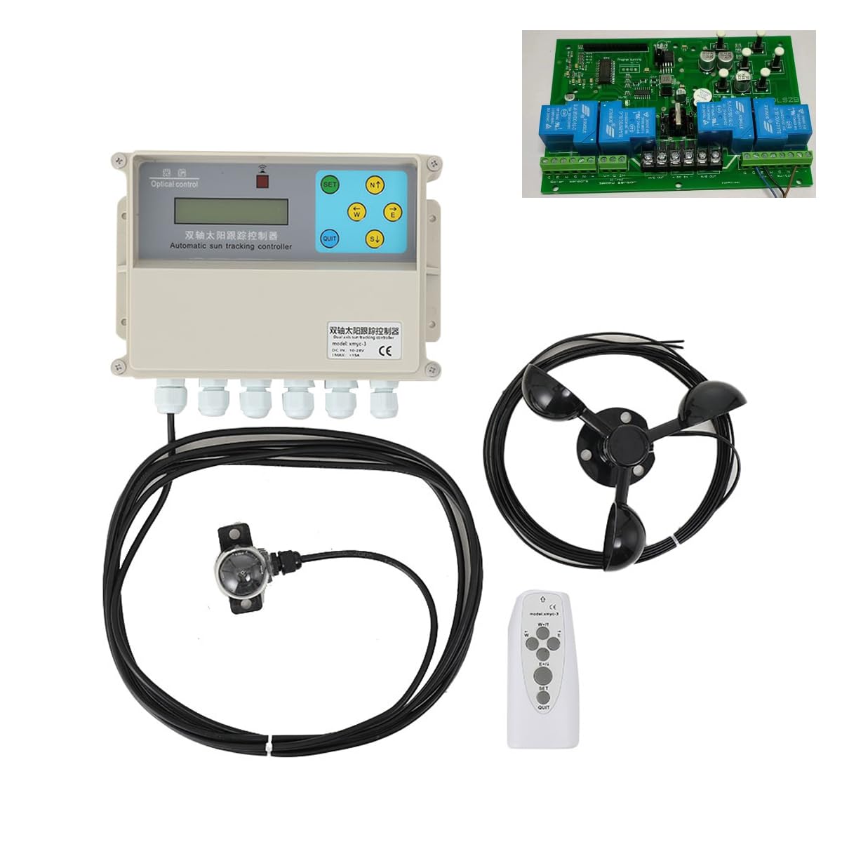 Automatisches Solar Tracking System Dual Axis Solar Tracker Controller Sun Automatischer Tracking Controller Fernbedienungen Dual Tracker Controller mit Windgeschwindigkeitssensor