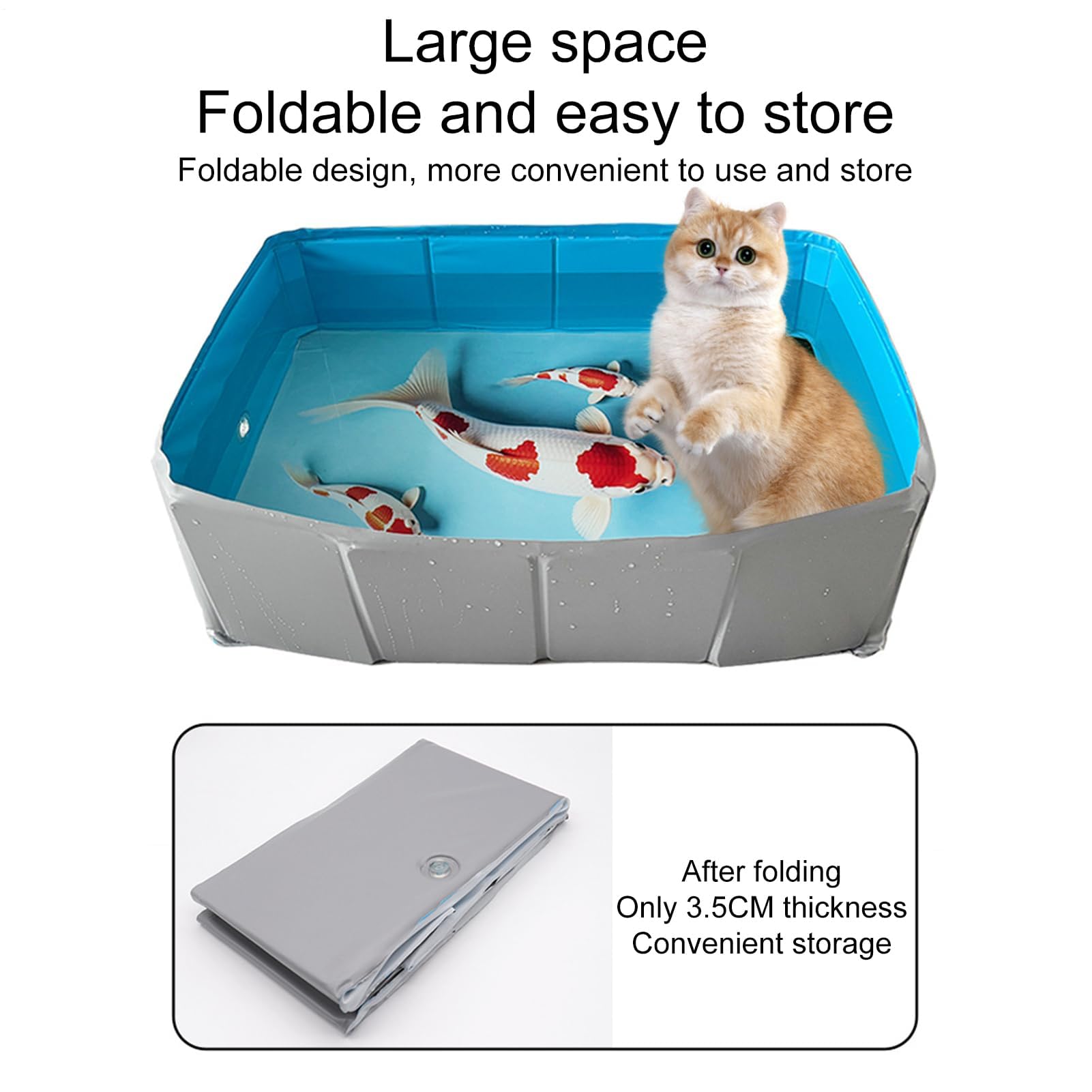 Piscina de baño para mascotas, piscina plegable de PVC para perros, forma cuadrada, antideslizante, para cachorros, gatos, animales pequeños