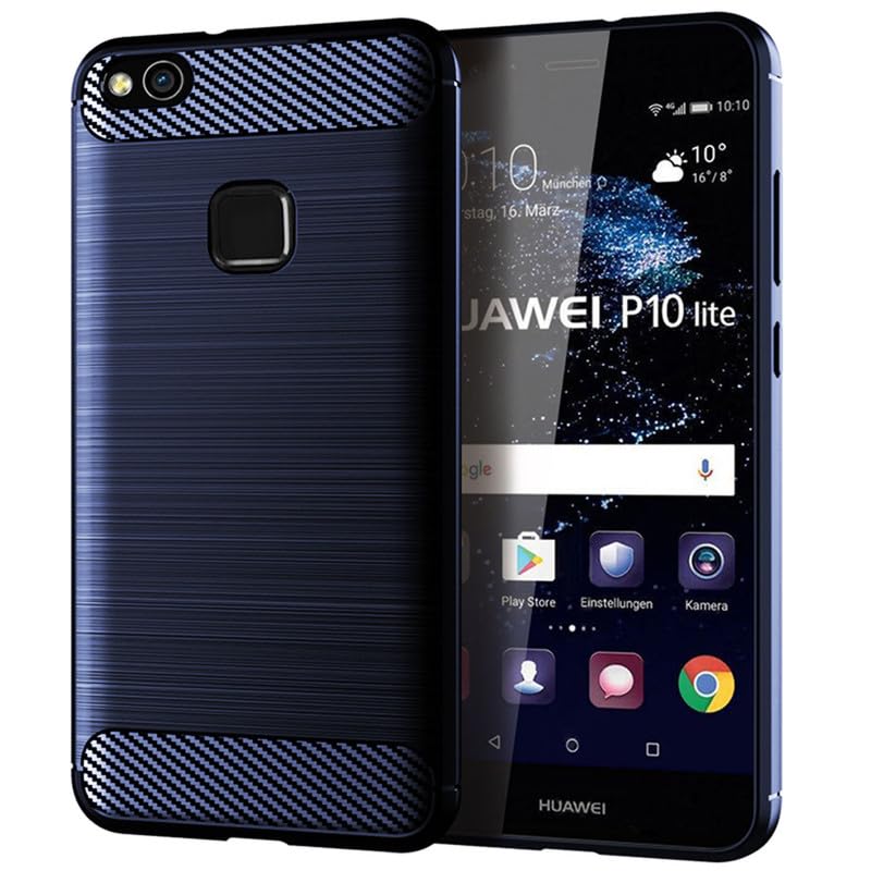 Image of Hybrid Carbon Fiber Back Case for Huawei Honor P10 Lite (Blue)
