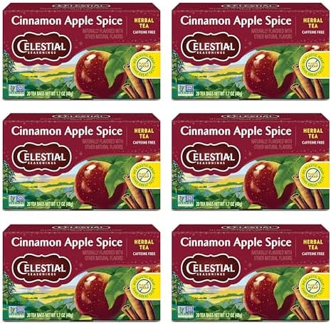 Celestial Seasonings Cinnamon Apple Spice Herbal Tea, Caffeine Free, 20 Tea Bags Box (Pack of 6)