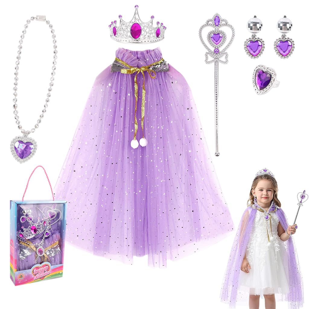 PATPAT® Princess Cape Costume Jewelry Set Princess Cosplay Suit with Crown & Jewelry Set Role Play Dress Up Costume Halloween Party Dressing Up Birthday Party Costume for Girls 4-5 Years Old (B0CQNZ2T5K) Amazon Price History, Amazon Price Tracker