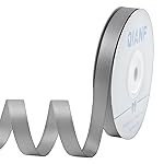 QIANF 3/8 Inch Double Face Satin Ribbon Silver Ribbon for Gift Wrapping Hair Bows Making Chair Sash Valentine\'s Day Wedding Birthday Party Invitation Decorations Floral Craft Sewing, 25 Yards