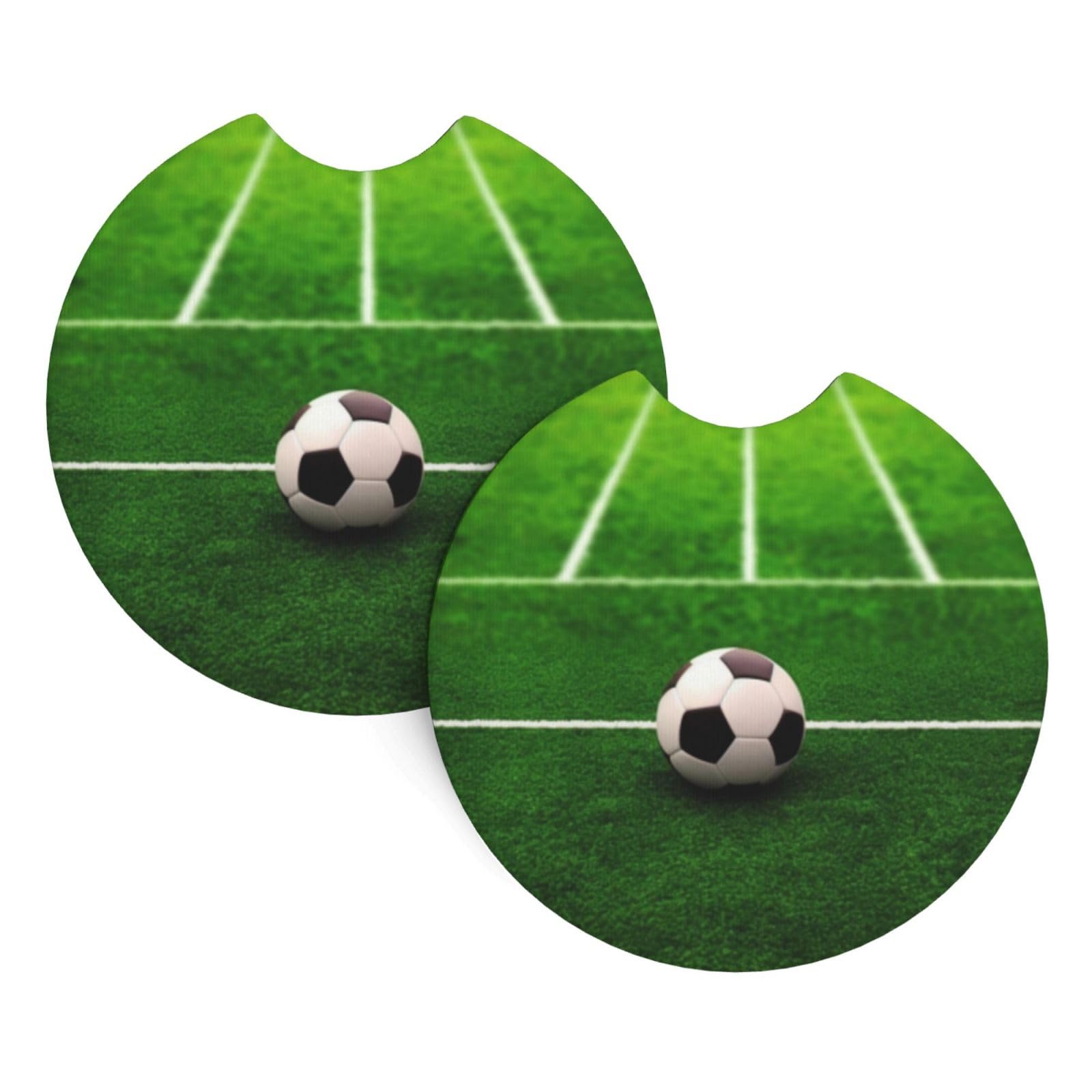 2 Pack Car Cup Holder Coasters 2.7 Inch Universal Anti-Slip Shockproof Car Cup Holder Insert Grass Field Soccer Playground Car Coasters Drink Coasters Cup Holder Coasters for Car Accessories